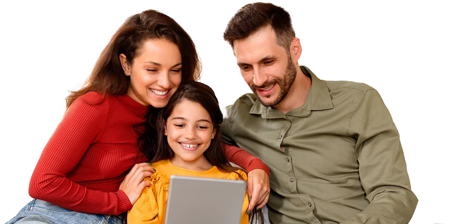 family reading a book together